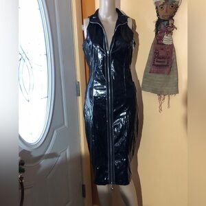 Latex Mini Dress Black Bodycon